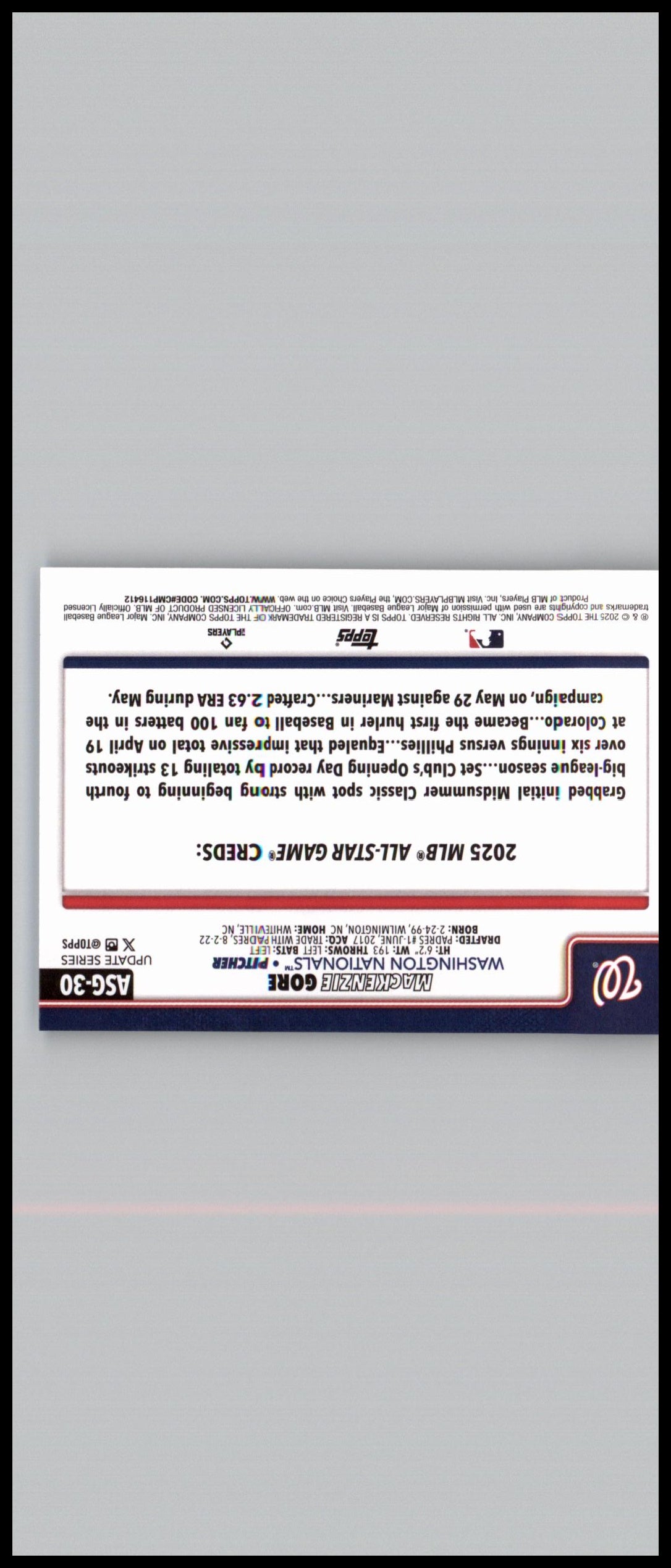 2025 Topps Update #ASG-30 MacKenzie Gore 2025 All-Star Game