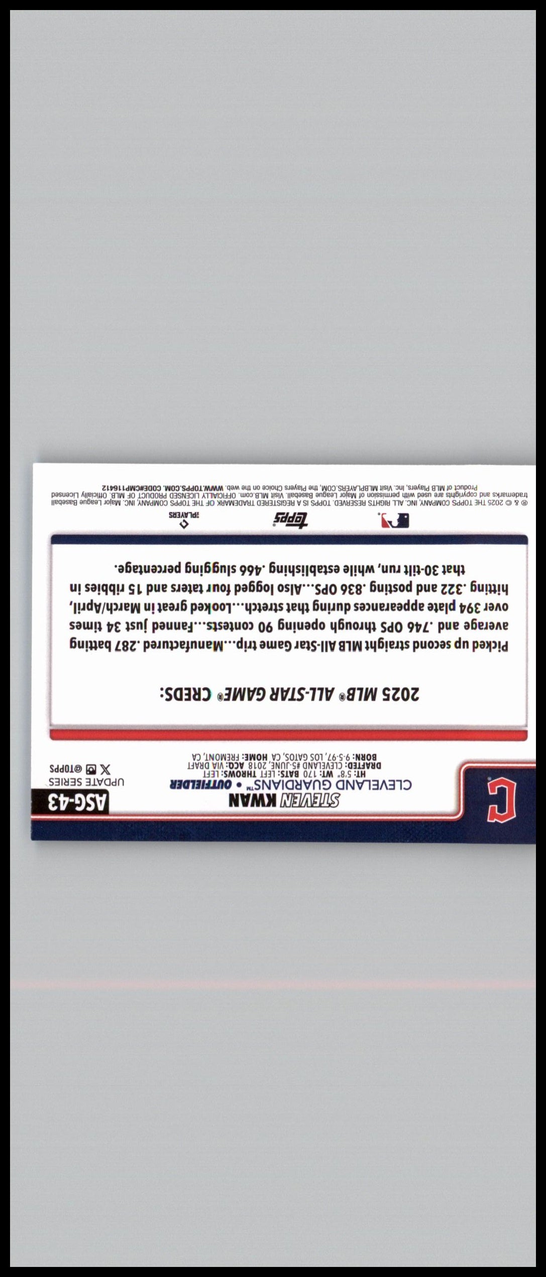 2025 Topps Update #ASG-43 Steven Kwan 2025 All-Star Game