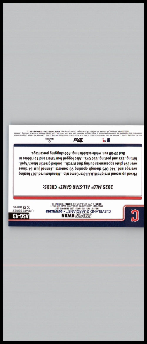 2025 Topps Update #ASG-43 Steven Kwan 2025 All-Star Game