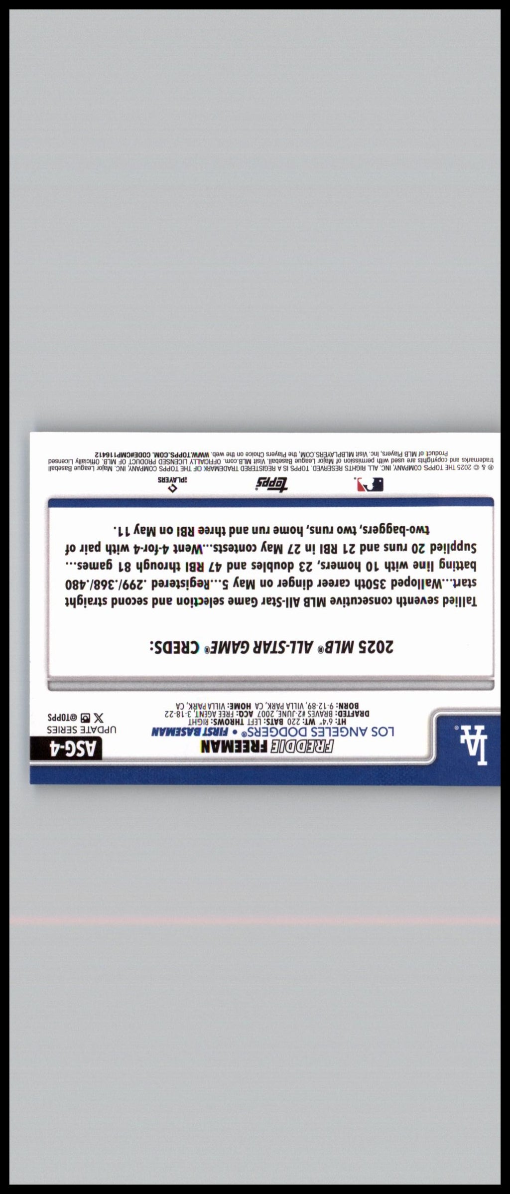 2025 Topps Update #ASG-4 Freddie Freeman 2025 All-Star Game