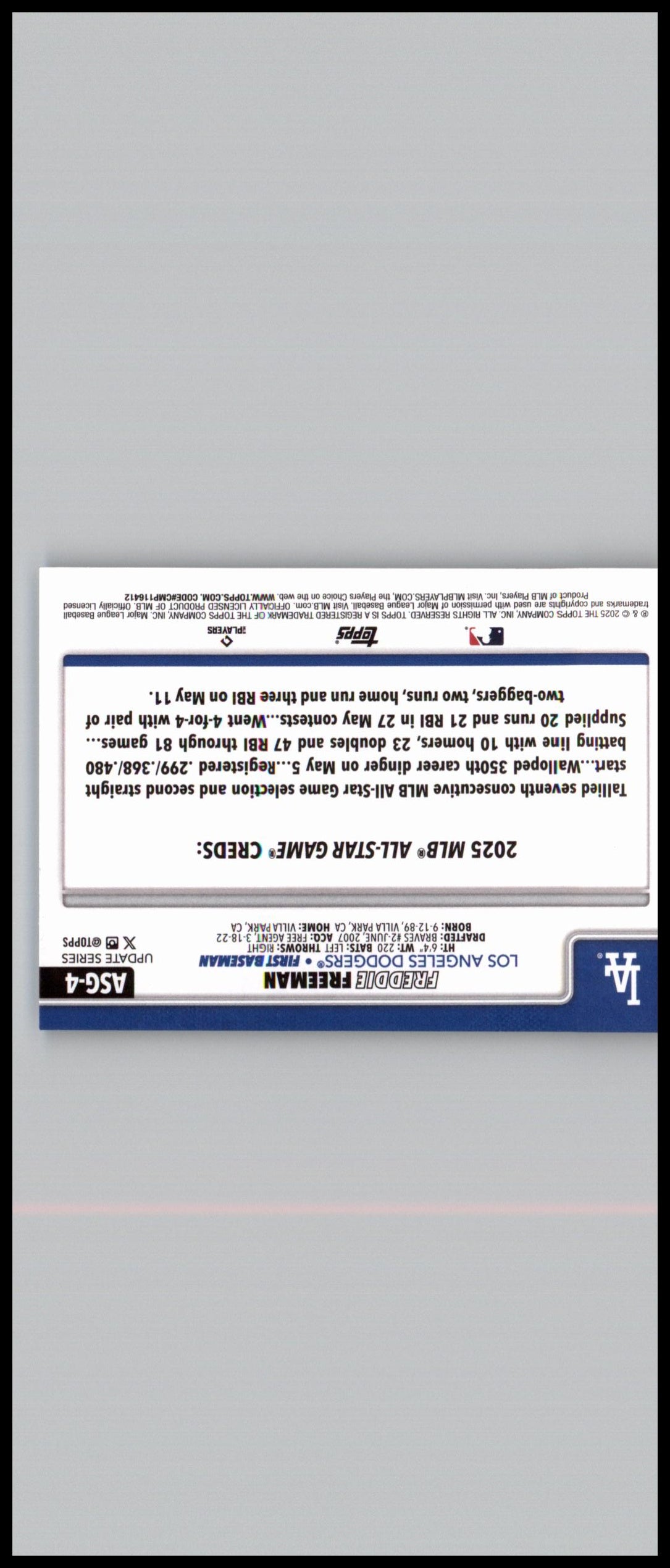 2025 Topps Update #ASG-4 Freddie Freeman 2025 All-Star Game