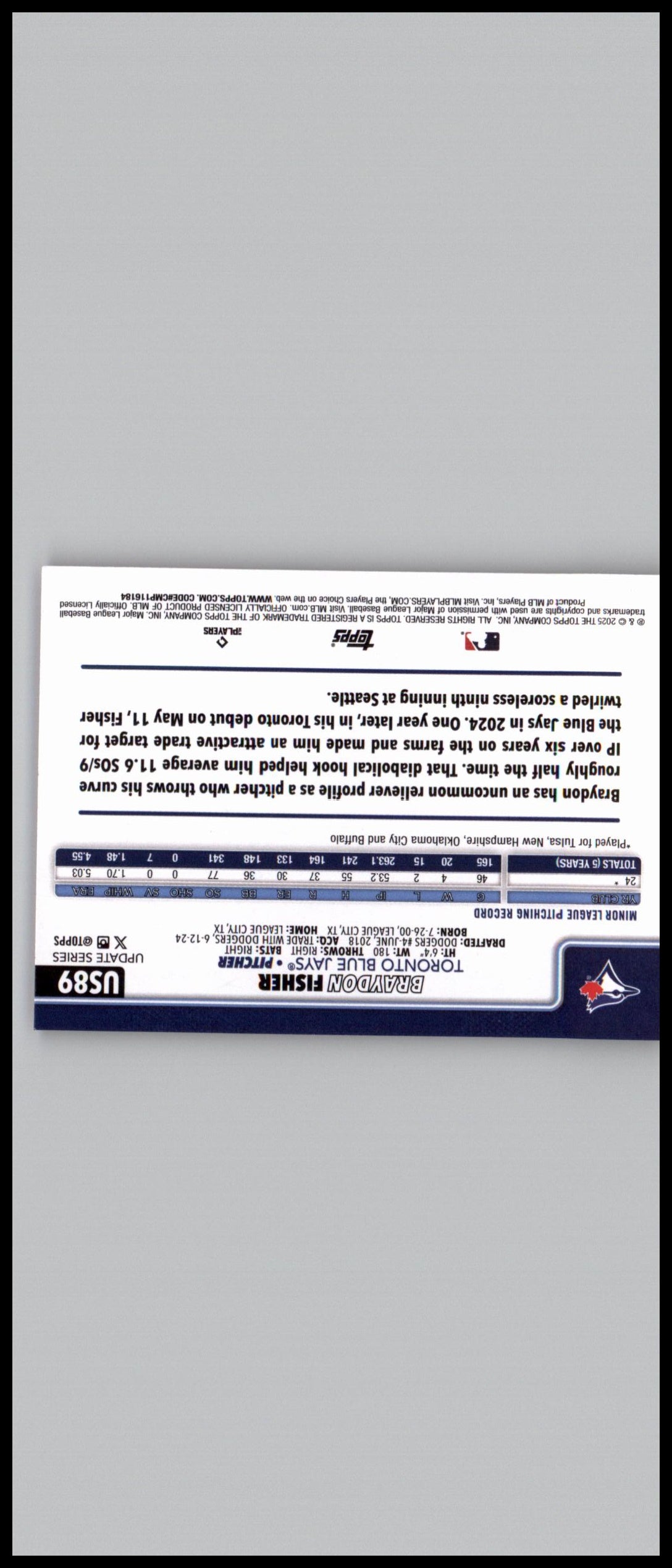 2025 Topps Update #US89 Braydon Fisher Holiday