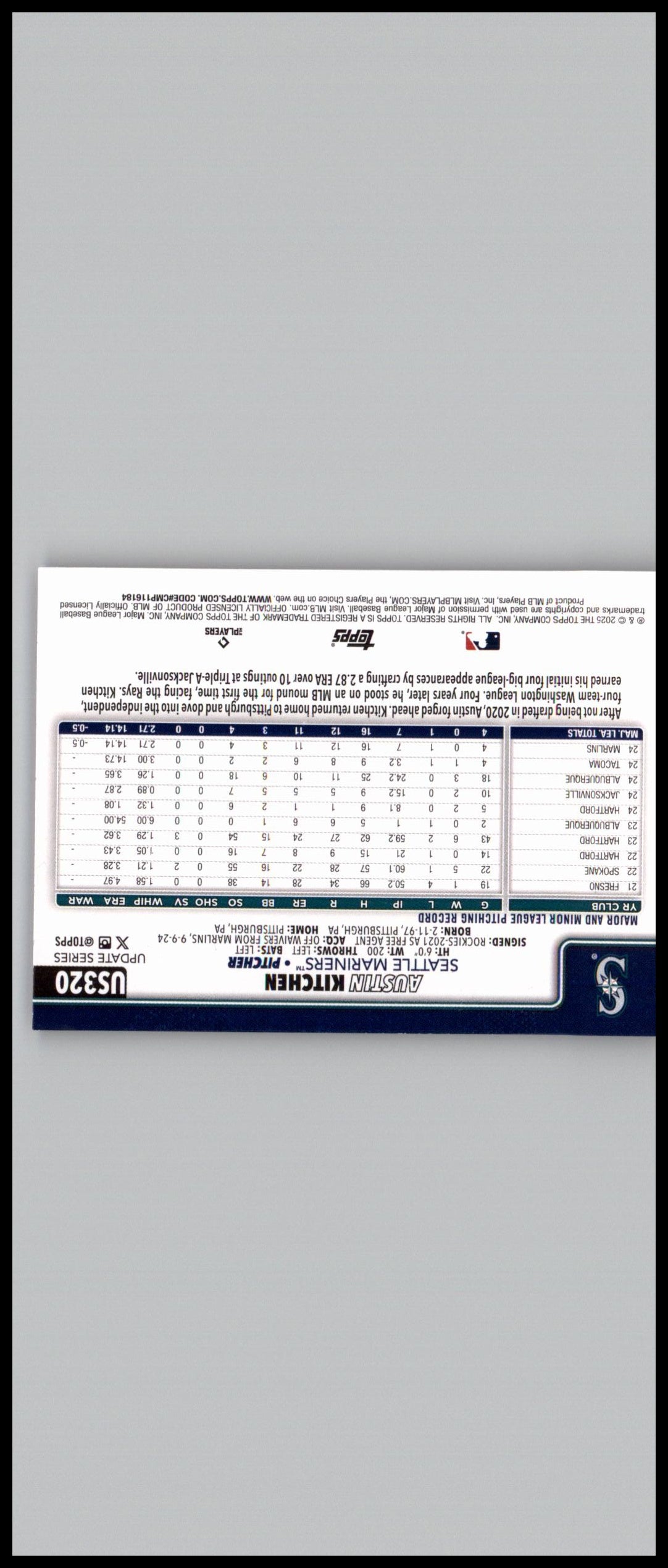 2025 Topps Update #US320 Austin Kitchen Holiday