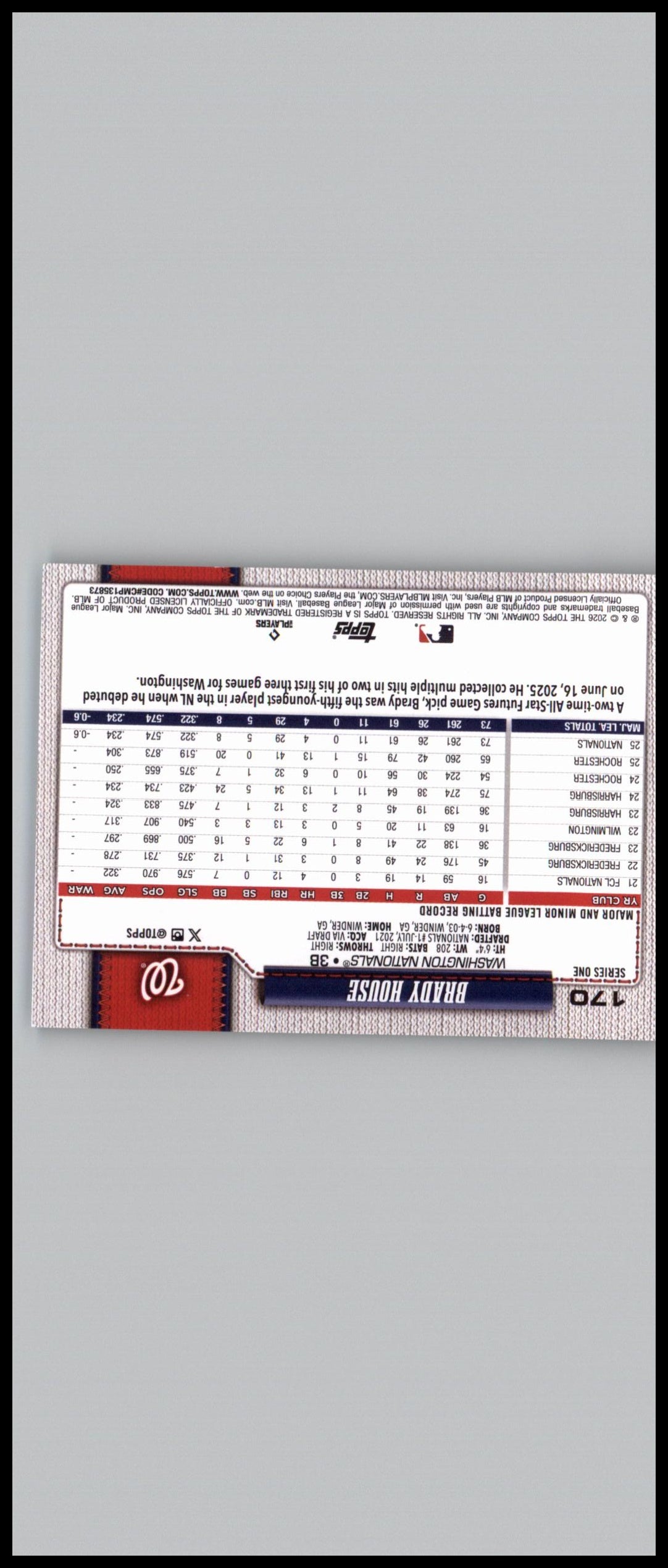 2026 Topps #170 Brady House Holiday
